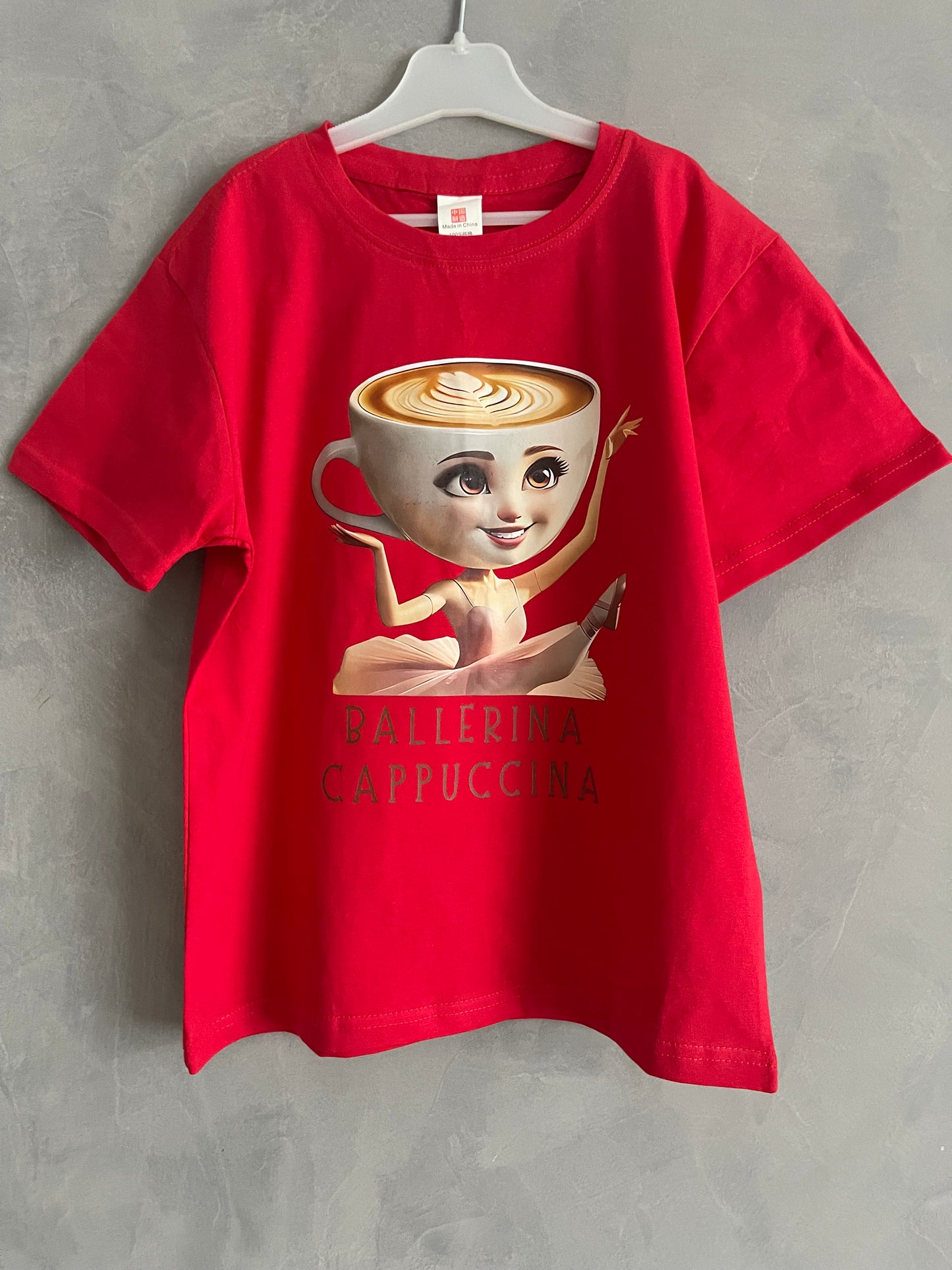 Dětské tričko s krátkým rukávem Ballerina Cappuccina červené