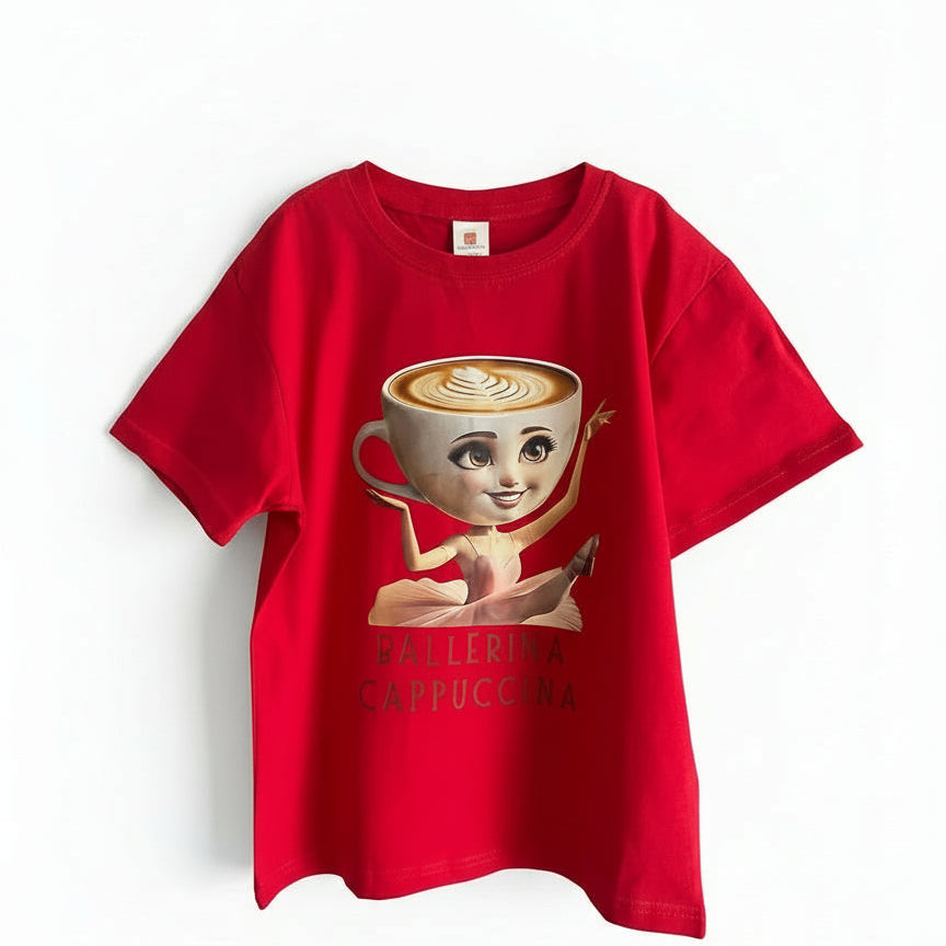 Dětské tričko s krátkým rukávem Ballerina Cappuccina červené