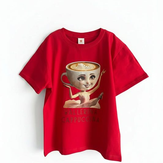 Dětské tričko s krátkým rukávem Ballerina Cappuccina červené