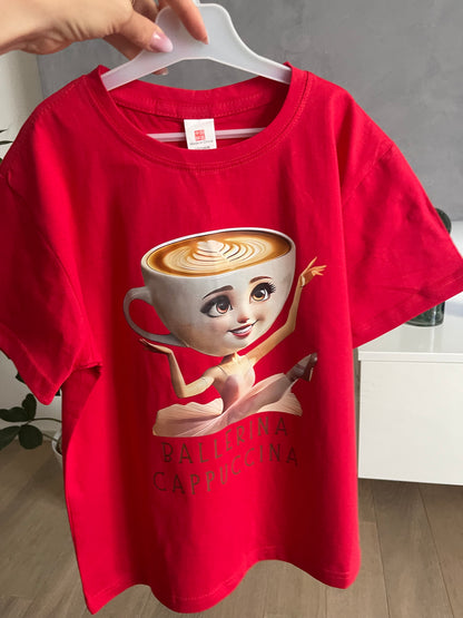 Dětské tričko s krátkým rukávem Ballerina Cappuccina červené