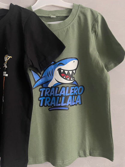 Set 3 dětských triček – Italský BrainRot | Cappuccino Assassino Brainrot figurky Tralalero Trallalá