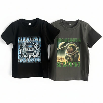 Set 2 dětských triček – Cappuccino Assassino & Bobrini Cactusini