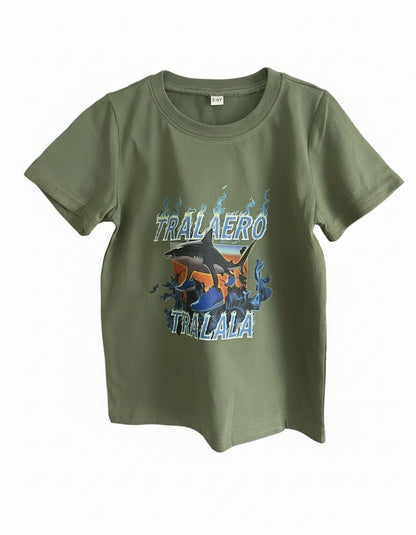 Dětské tričko TRALALERO TRALALA – žralok zelené