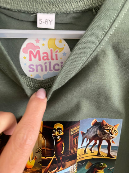 Dětské tričko s krátkým rukávem BRAINROT khaki