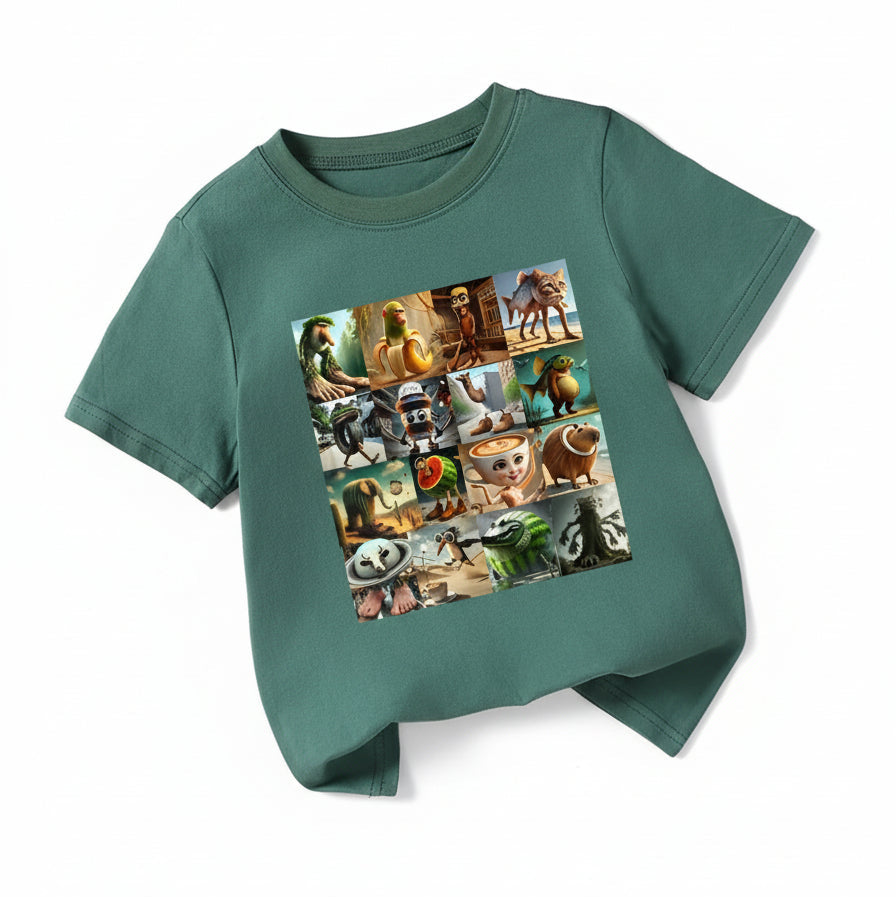 Dětské tričko s krátkým rukávem BRAINROT khaki