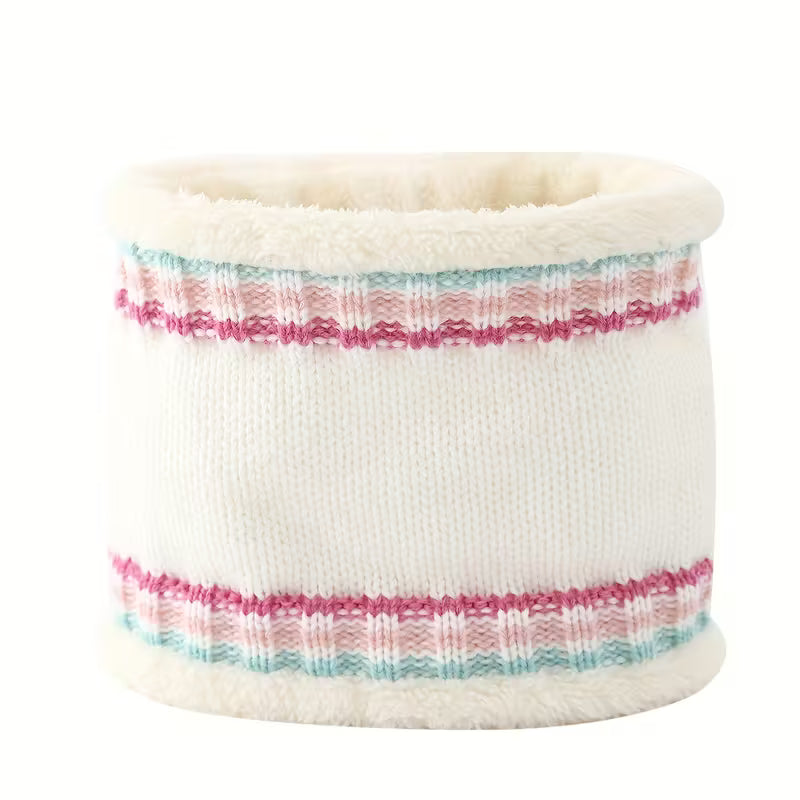 Bílá sada 3 ks –  pletená čepice s kresleným jednorožcem 🦄