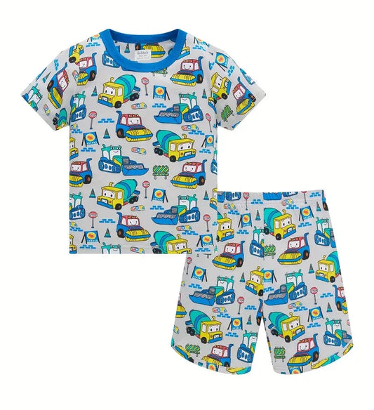 Boys' pajamas CONSTRUCTION excavators, cranes