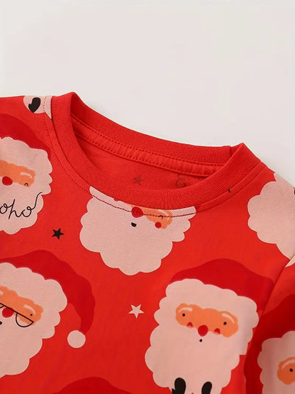 UNISEX dvoudílné dlouhé pyžamo VÁNOCE červené